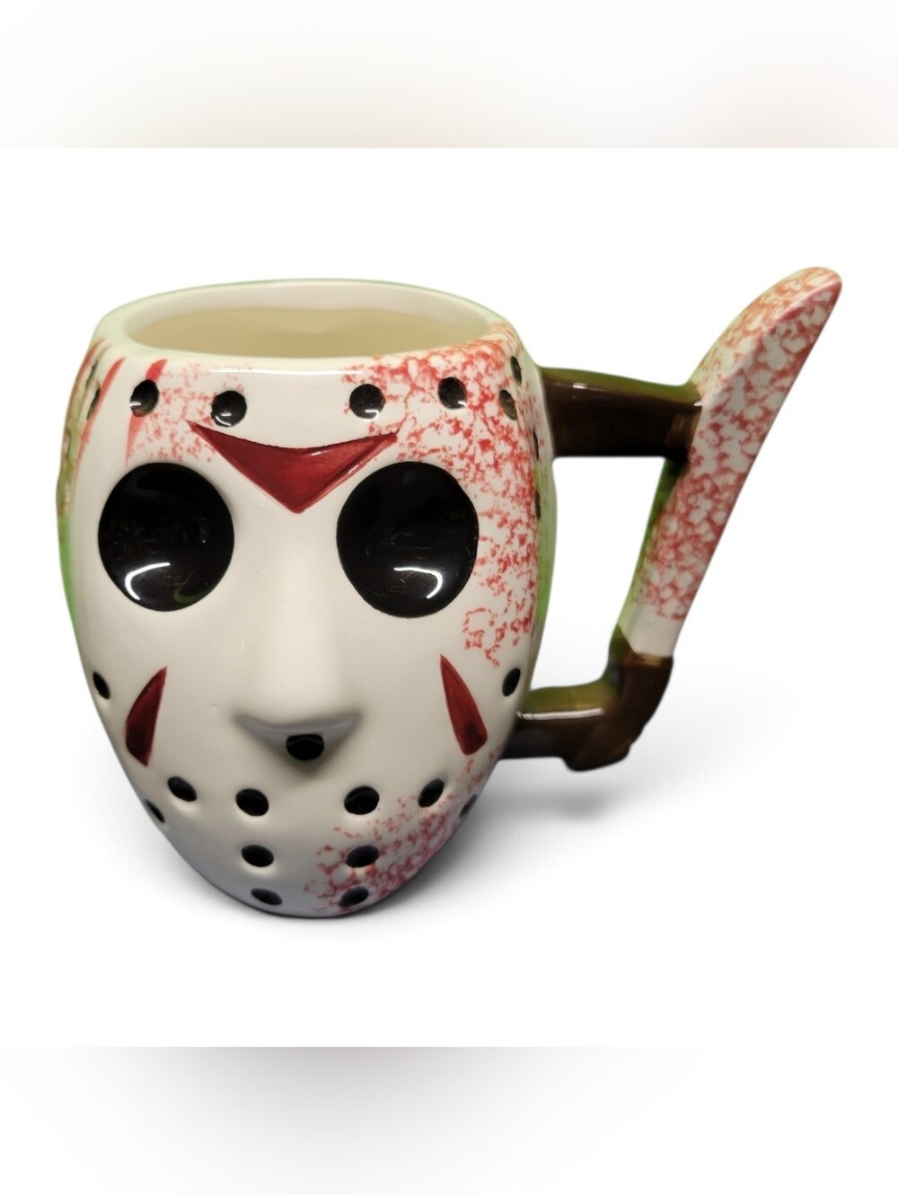 Friday The 13th Jason Ceramic Mug - White and Red Novelty Halloween Coffee Cup